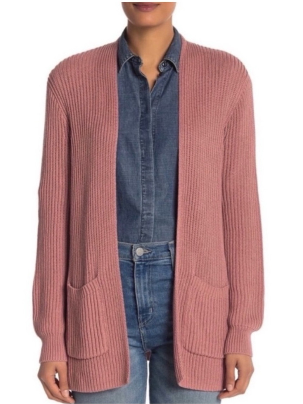 Madewell Ribbed Open-Front Cardigan - Rose - Picture 6 of 8